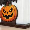 Pumpkin Napkin Holder Halloween Wooden for Table, Black Cat Bat Paper Stand Standing Dispenser, Towel Holiday Party Decor