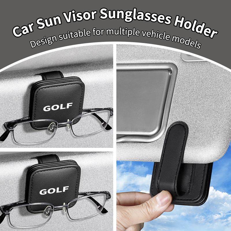 BIG1 Car Black Sunshade Square Leather Sunglasses Holder For Volkswagen VW Golf Polo Tiguan T5 Passat Jetta Scirocco Sagitar Touareg