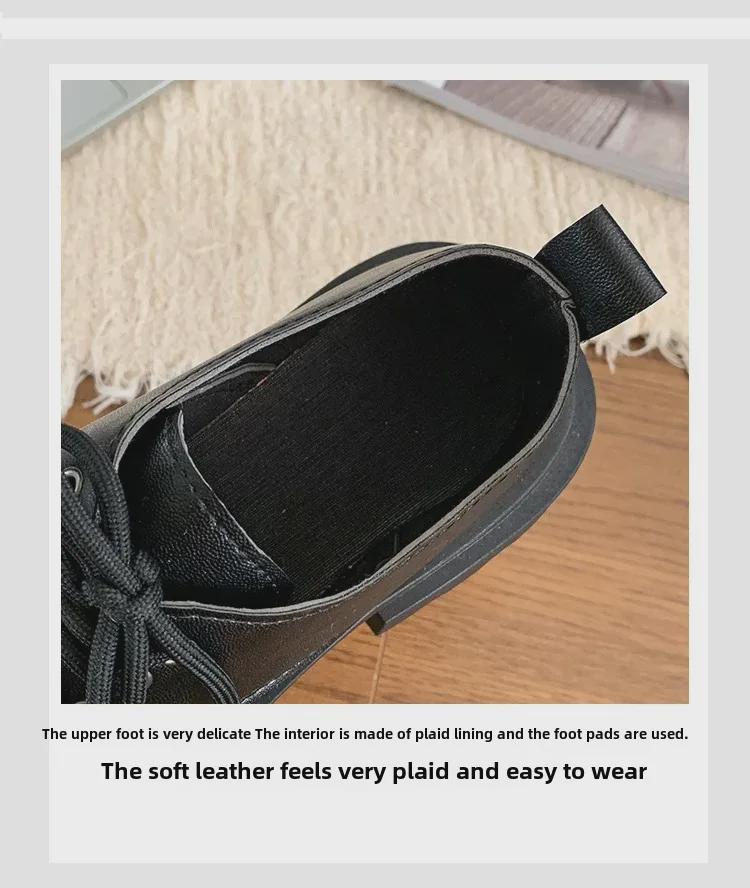 Женские черные кожаные мокасины Mary Jane 2024 года: Британский стиль на толстой подошве — идеально подходит для осенних юбок.