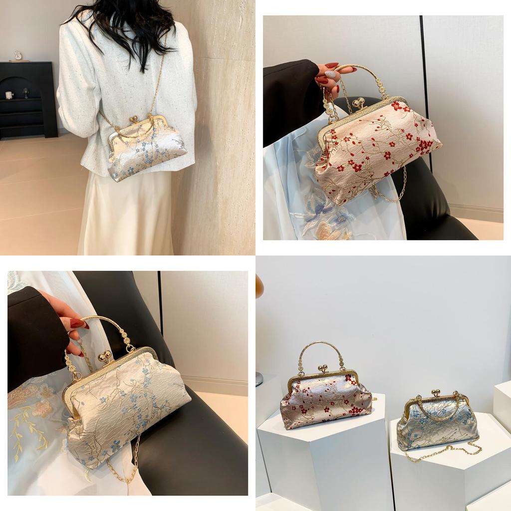 Артистичная Национальная Стиль Застежка-Пряжка Сумка для Ципао 2024 Шикарная Летняя Ручная Металлическая Сумка на Плечо