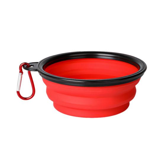 Складная миска для собак, портативная дорожная кормушка для домашних животных, расширяемая силиконовая миска для корма и воды с карабинами для прогулок, походов, кемпинга