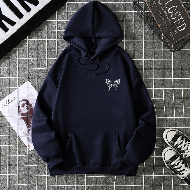 In The Future Dark Black Butterfly Creative Design Hoodie For Male Hip Hop Fleece Hoody Fashion Streetwear Pocket Tops