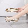 Sparkling Silver Spring and Summer New Ultra-high Fine Heel Waterproof Table Fish Mouth Shallow Mouth Women's Shoes