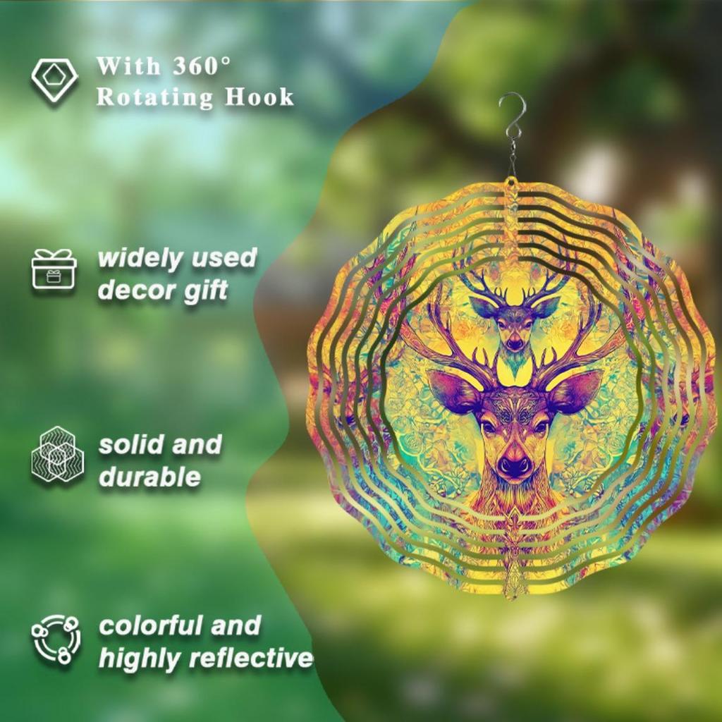 360 Degree Rotating Hook Metal Wind Chime 25.4cm for Garden Lawn Decoration Perfect Gift for Friends Spring Summer Outdoor Hanging Ornament