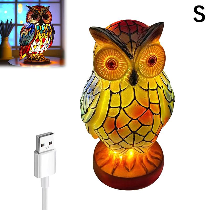 Серия настольных ламп с животными, Витражный кот, Дракон, Волк, Лошадь, Сова, Дельфин, Черепаха, Слон, Настольная лампа-ночник Русалка