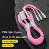 120W Fast Charging Transparent Luminous Digital Three-in-One Data Cable