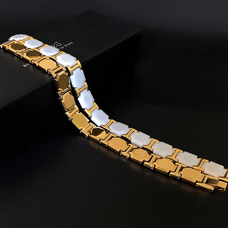 Керамический браслет шириной 11 мм цвета белого золота для мужчин и женщин, энергетический, с германием, терапевтический, магнитный, мужские браслеты и браслеты-манжеты