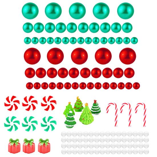Christmas Vase Filler Decoration Plastic Green Red Cane Canes Water Beads Faux