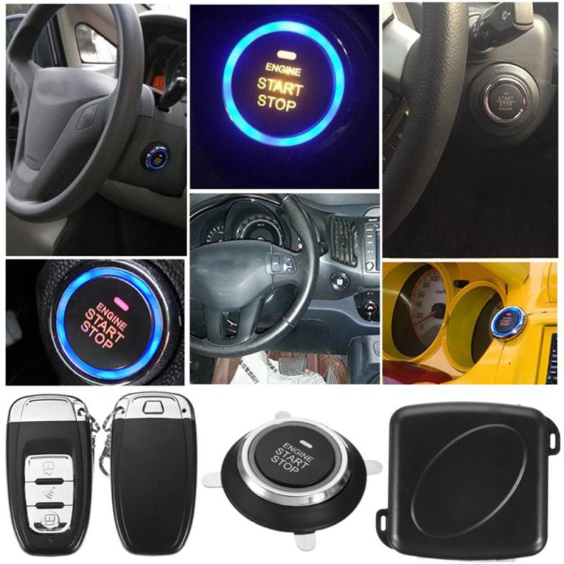 9Pcs/Set Car SUV Keyless Entry Engine Start Alarm System Push Button Remote Starter Stop Auto