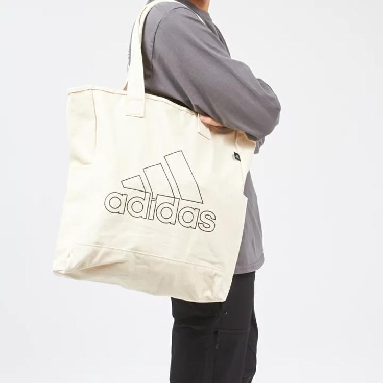 Adidas Large Logo Sports Minimalist Canvas Tote Shopping Bag Unisex Tote Bag Off-White GN8872