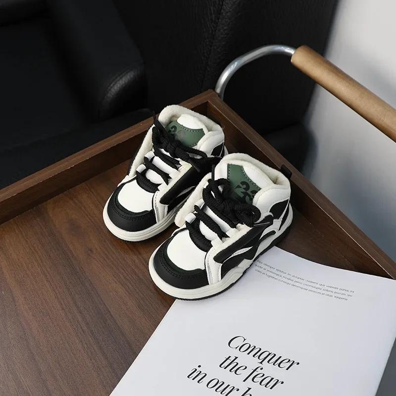 Детские кроссовки для девочек, зимние теплые повседневные хлопковые туфли для мальчиков, универсальные детские школьные кроссовки с нескользящей подошвой, новые