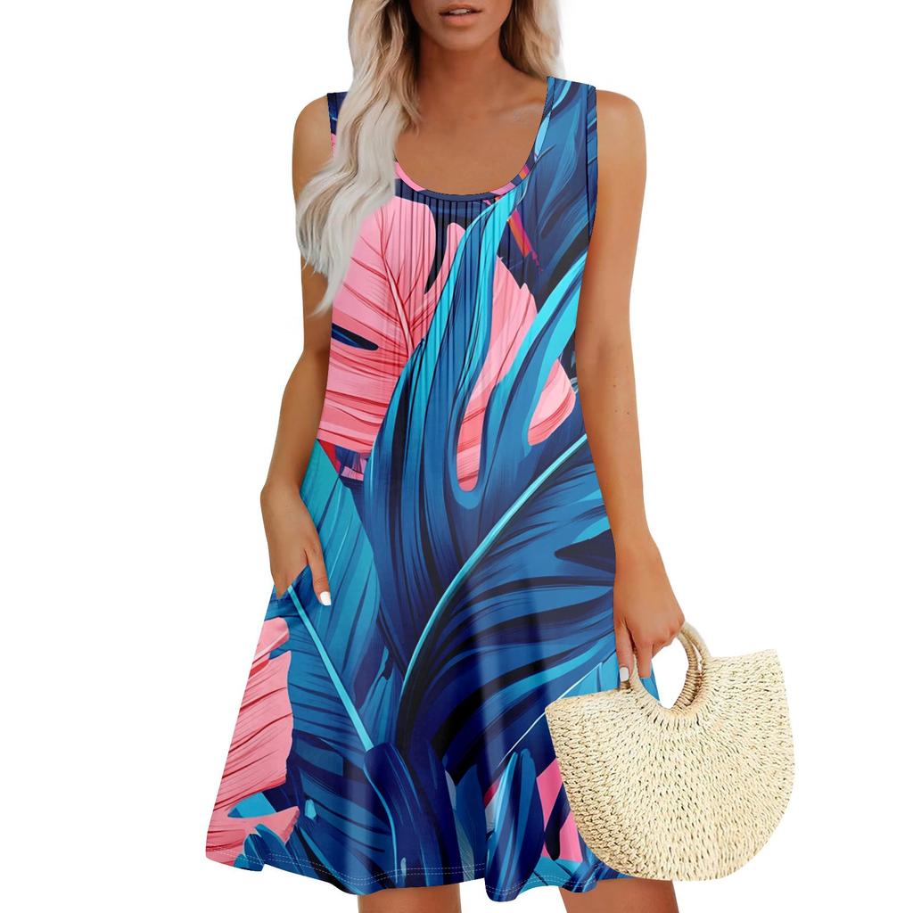 Женский повседневный сарафан с карманами, летнее пляжное платье в стиле бохо, праздничные платья для женщин, платья-майки