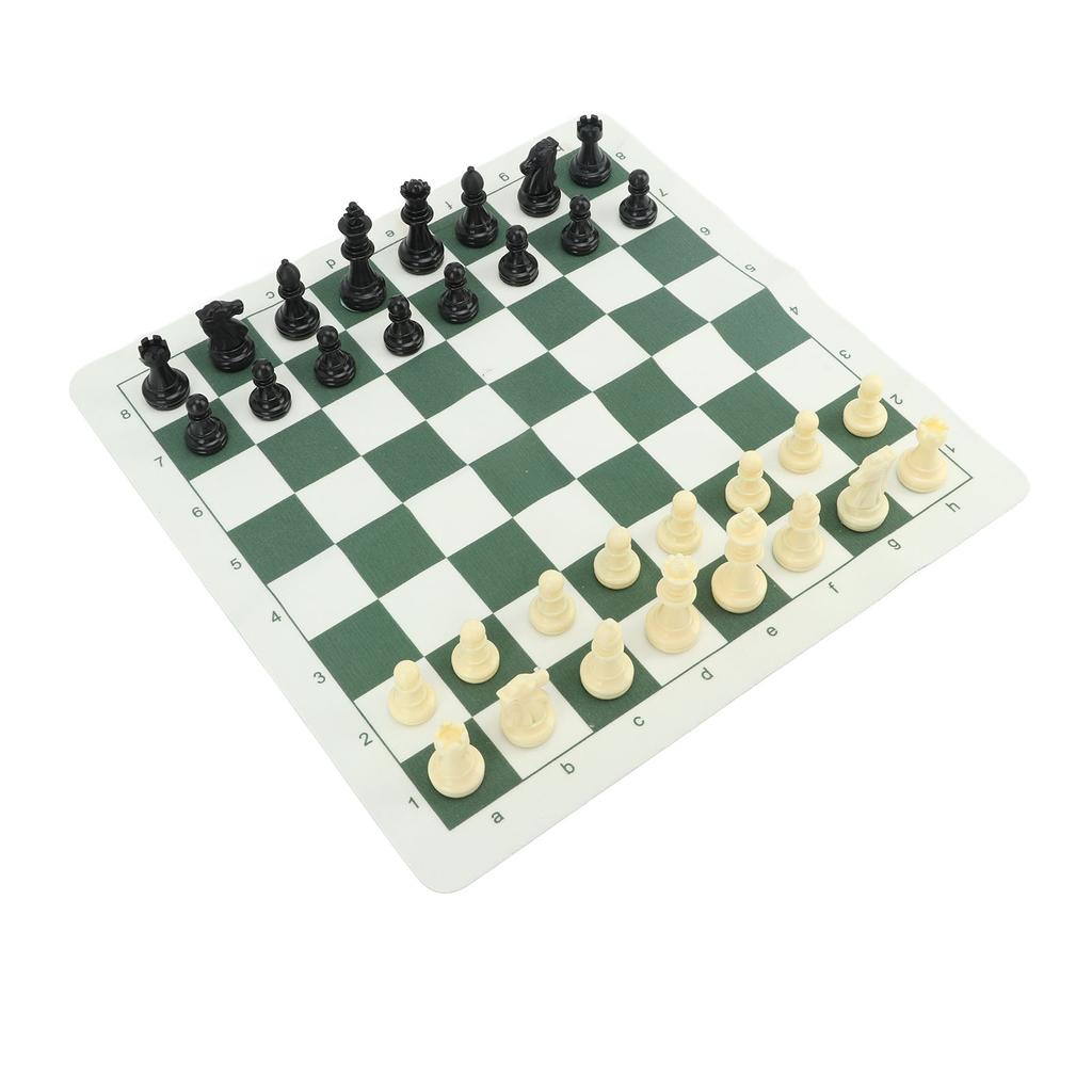 Portable Chess Set Travel Chess Board Game Set Imitation Leather PU Checkerboard 32 Chess Pieces