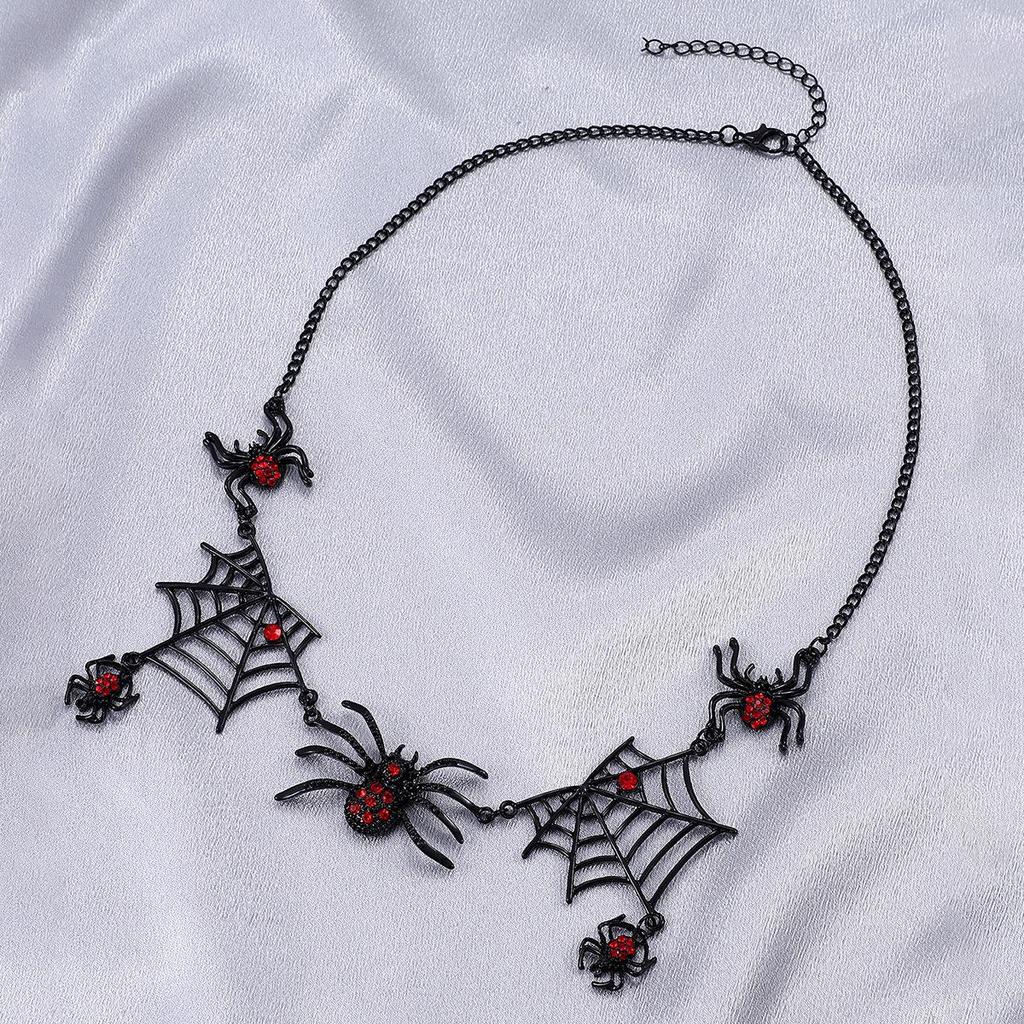 Retro Gothic Black Spider Web Necklace - Halloween Gift