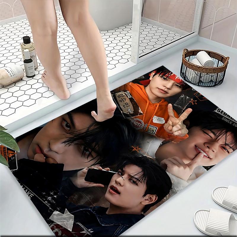 Ковер с коллажем K-pop айдолов Мягкий Моющийся Противоскользящий Коврик для гостиной Дивана Персонализированный Рождественский Ковер