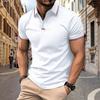 New Arrival Men's Casual Polo Shirt Collar Patchwork with Ribbed Trim Button-Front Business Solid Colour Versatile T-Shirt