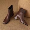 New Square Toe Women's Shoes 2025 Autumn and Winter New Versatile Fashion Mid-heel Retro Women's Booties