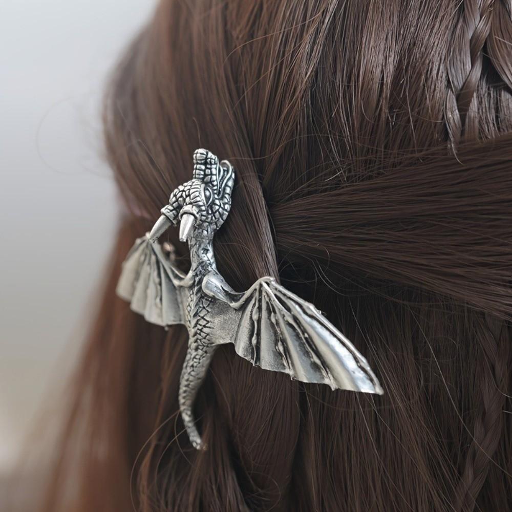 Unique Flying Dragon Hair Clip Vintage Retro Spring Clip Viking Dragon Hairpin Valentine's Day