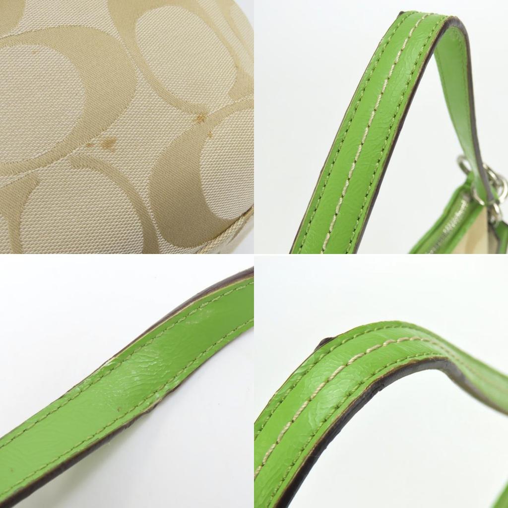Used COACH Shoulder Bag 28206E canvas/leather beige green one belt