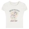 Cartoon Print Slim T-shirt For Women Cute Crew Neck Short Sleeve Casual Versatile Summer Crop Top