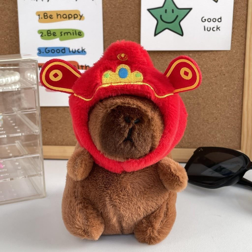 Green Guitar Capybara Plush Toy Short Fur Musical Student Backpack Keychain Cute Collectible Gift