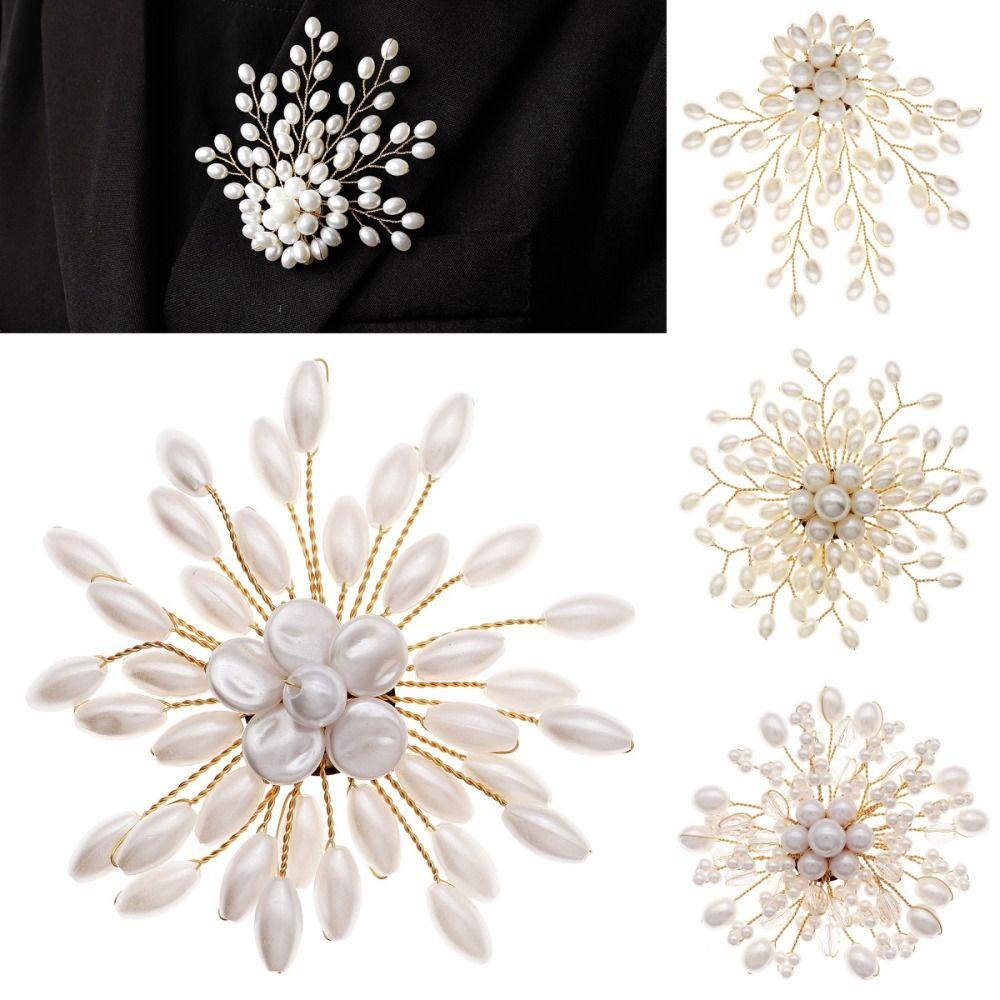 Korean Style Pearls Badge Elegant Luxury Sense Brooch Clothes Accessories Suit Collar Pin Women
