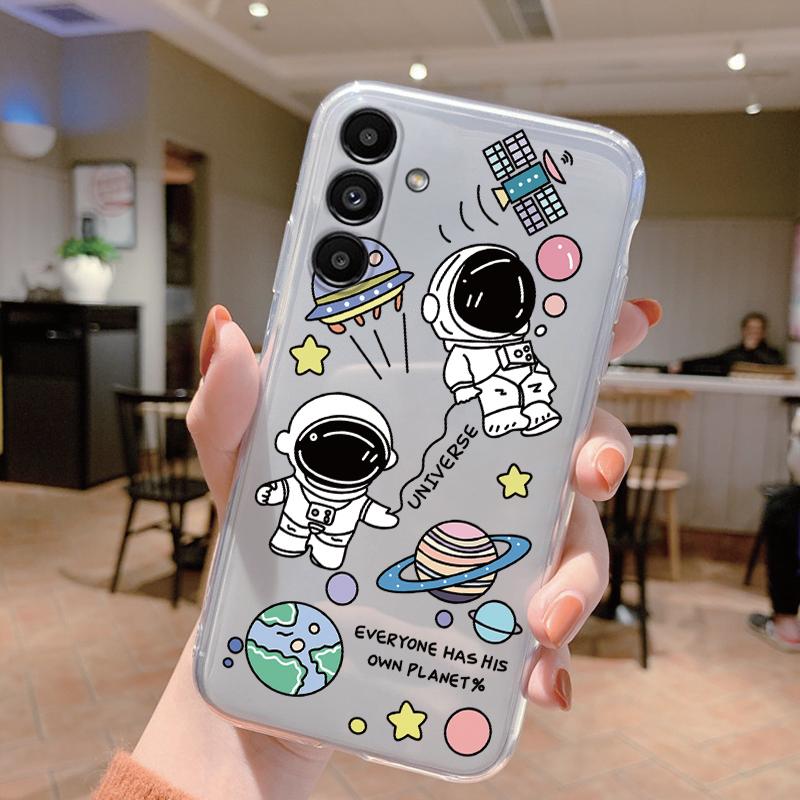 Прозрачный чехол для Samsung Galaxy A24 4G Ударопрочный чехол Мультяшный Милый Мягкий Силикон Fundas для Galaxy A14 A54 A34 Прозрачный Coque
