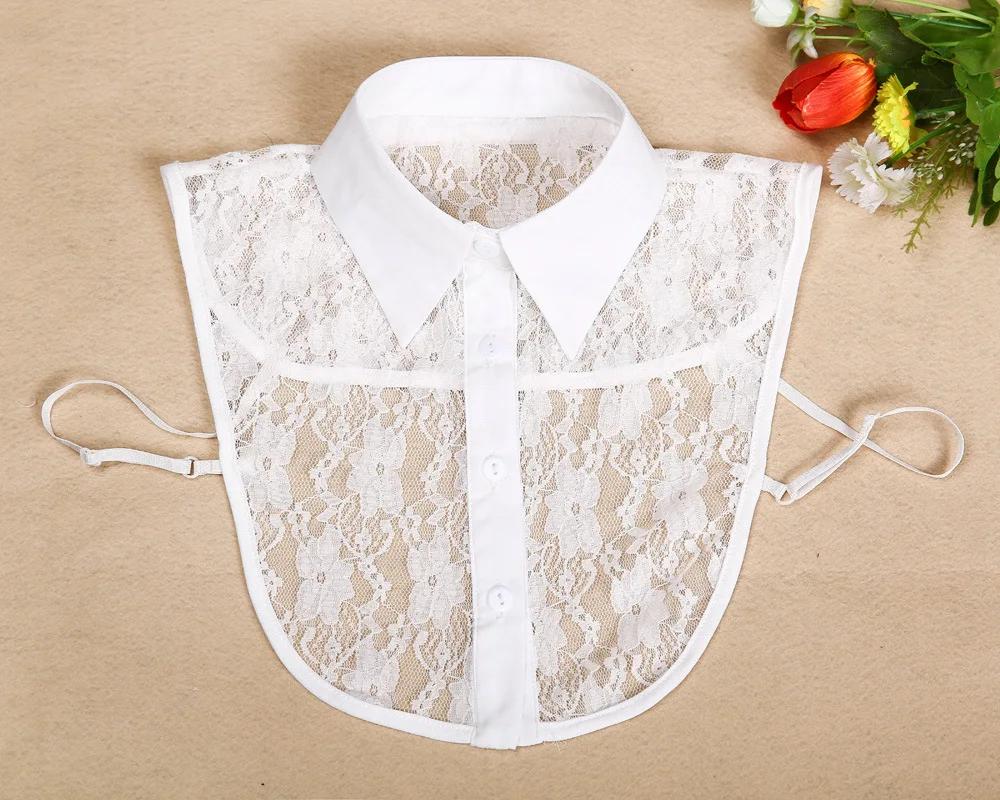 Lace Floral Fake Collars for Womens Shirt Detachable False Collar Blouse Lapel Elastic Collar Tie Girls Sweater Faux Col