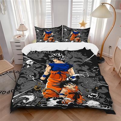 3pcs DragonBallZ, Goku Bedding Set. Soft and Comfortable with No Core Included (1x Duvet Cover + 2x Pillow Covers) Yy251010133