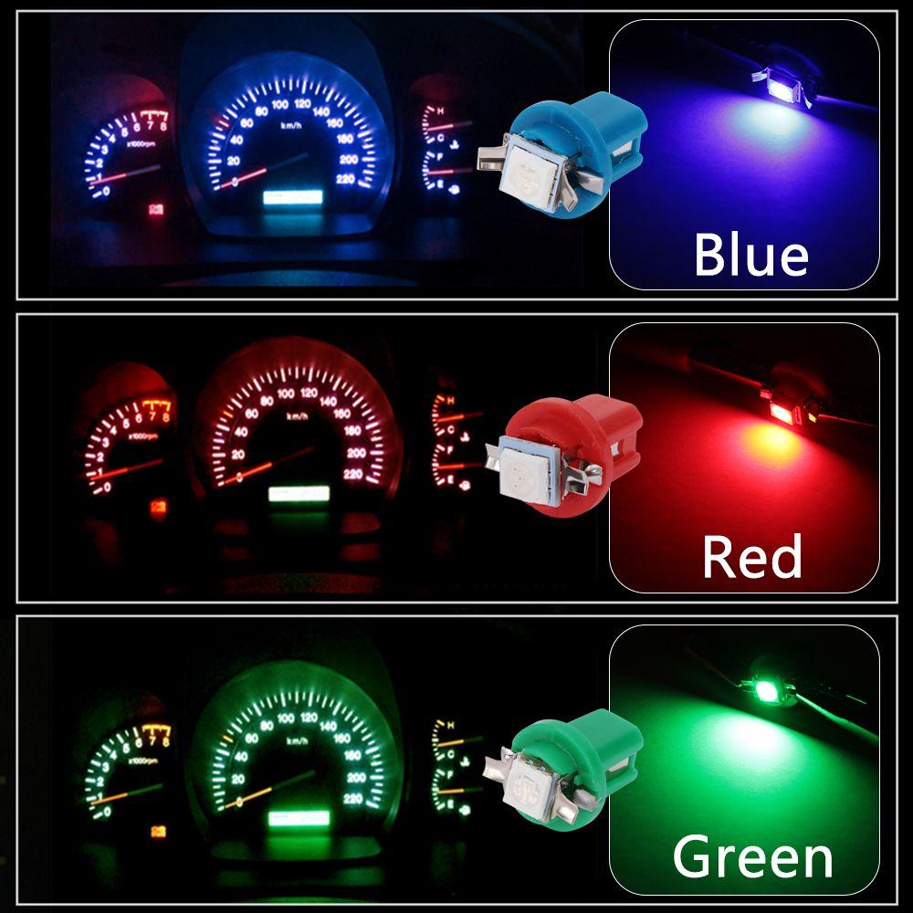 10Pcs 5050 T5 B8.5D 1SMD Car Lights Indicator Bulbs Dashboard Side Interior Dash Lights Gauge LED