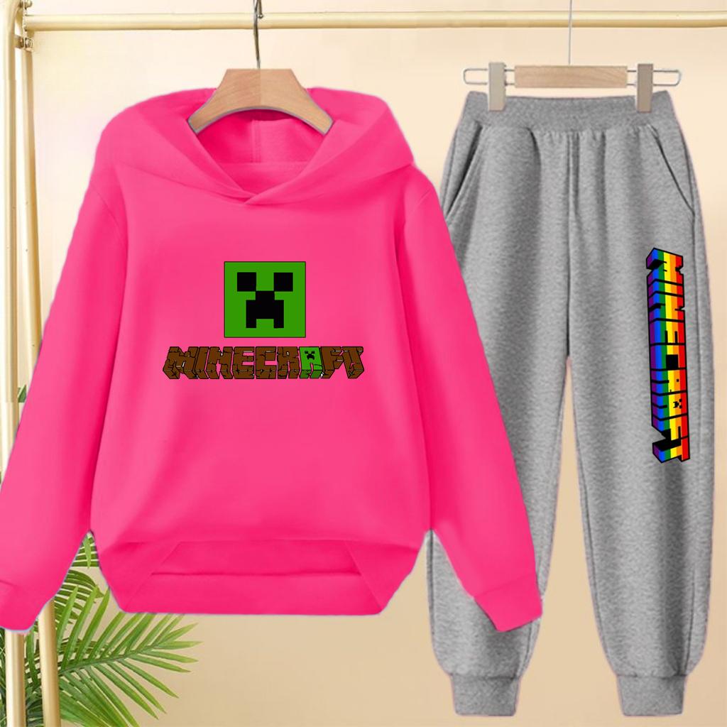 Kids Game Spring Autumn Hoodie Casual Pullover Sportshirt Top+Pants Two-Piece Boys Girls 3-12Yrs Clothes Leisure Coat Sports Set