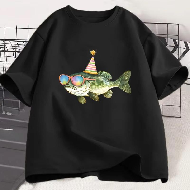 Funny Colorful Fish Print Shirts Humor Tee Short Sleeve Unisex Unisex Clothes Tops New Style Hot Sale Fishing Tshirt For
