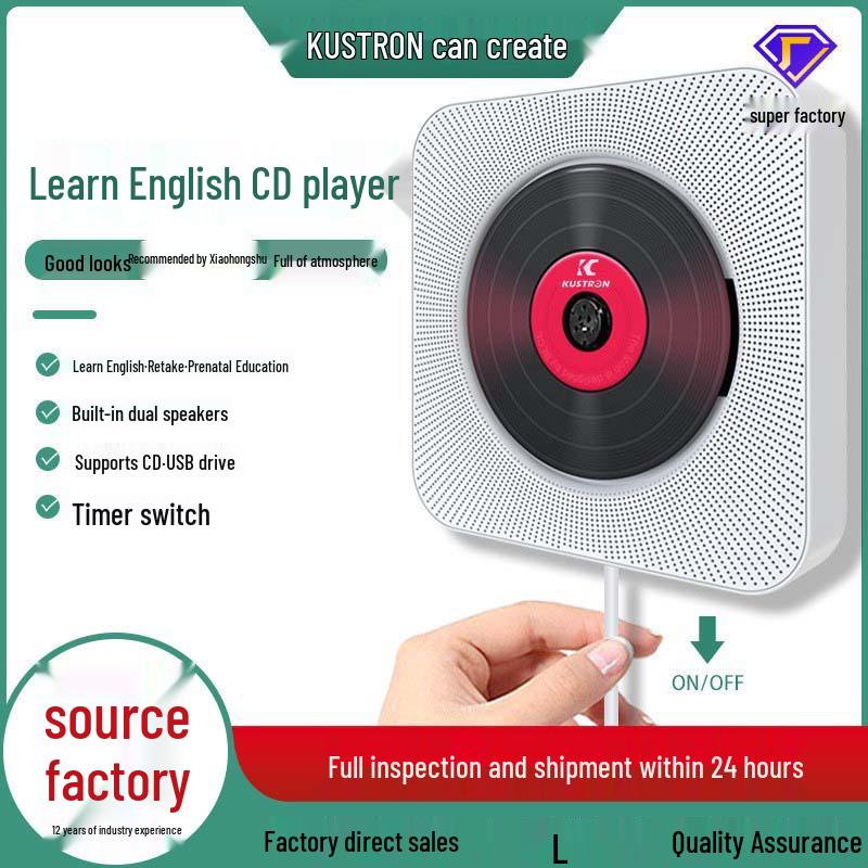 Настенный Bluetooth CD/DVD-плеер и MP3-динамик для изучения английского языка и воспроизведения музыки
