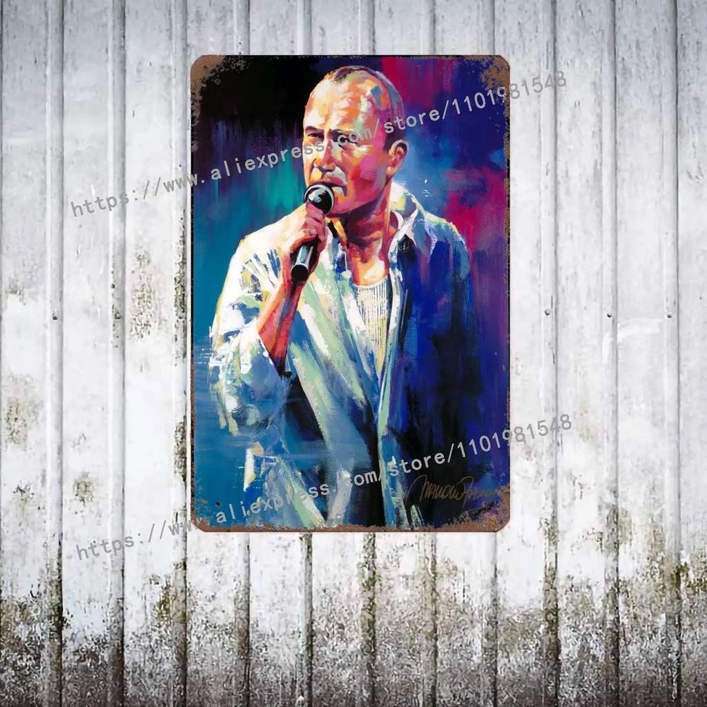 Фил Коллинз Барабанщик металлический Декор Постер Винтажная Жестяная Табличка Металлическая Табличка Декоративная Табличка для Паба Бара Мужской Пещеры Клуба Настенное Украшение
