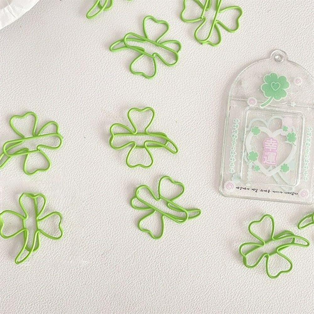 50Pcs Metal Paper Clip Clover Shaped File Clips Durable Bookmark