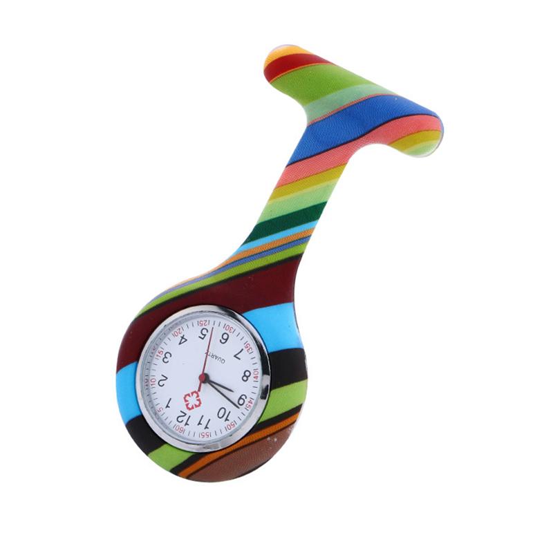 Часы-клипса с круглым силиконовым ремешком-брошью для медсестры унисекс с цветочным принтом на лацкане