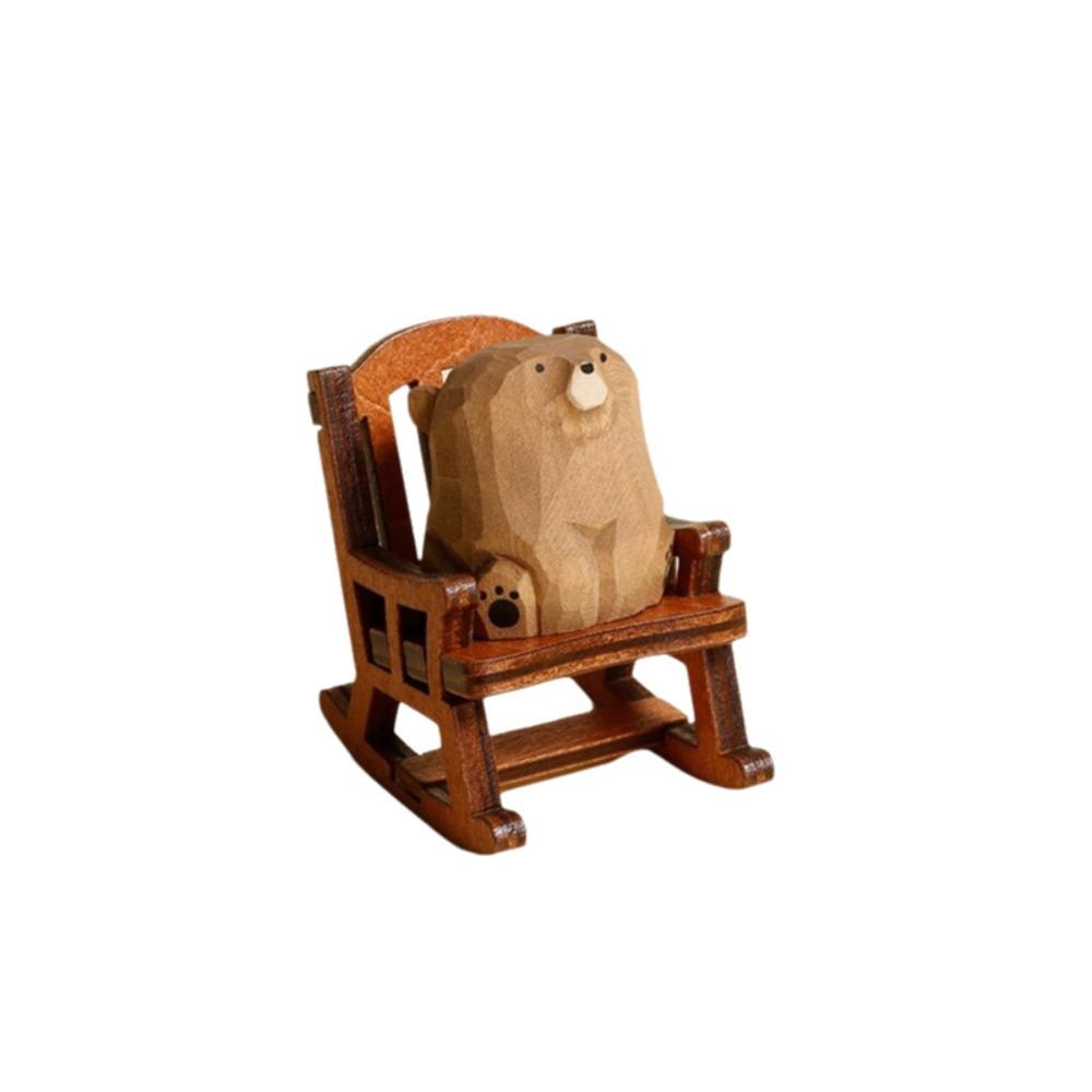 Wooden Rocking Chair Bear Models Solid Wood Polar Bear Crafts Photo Props