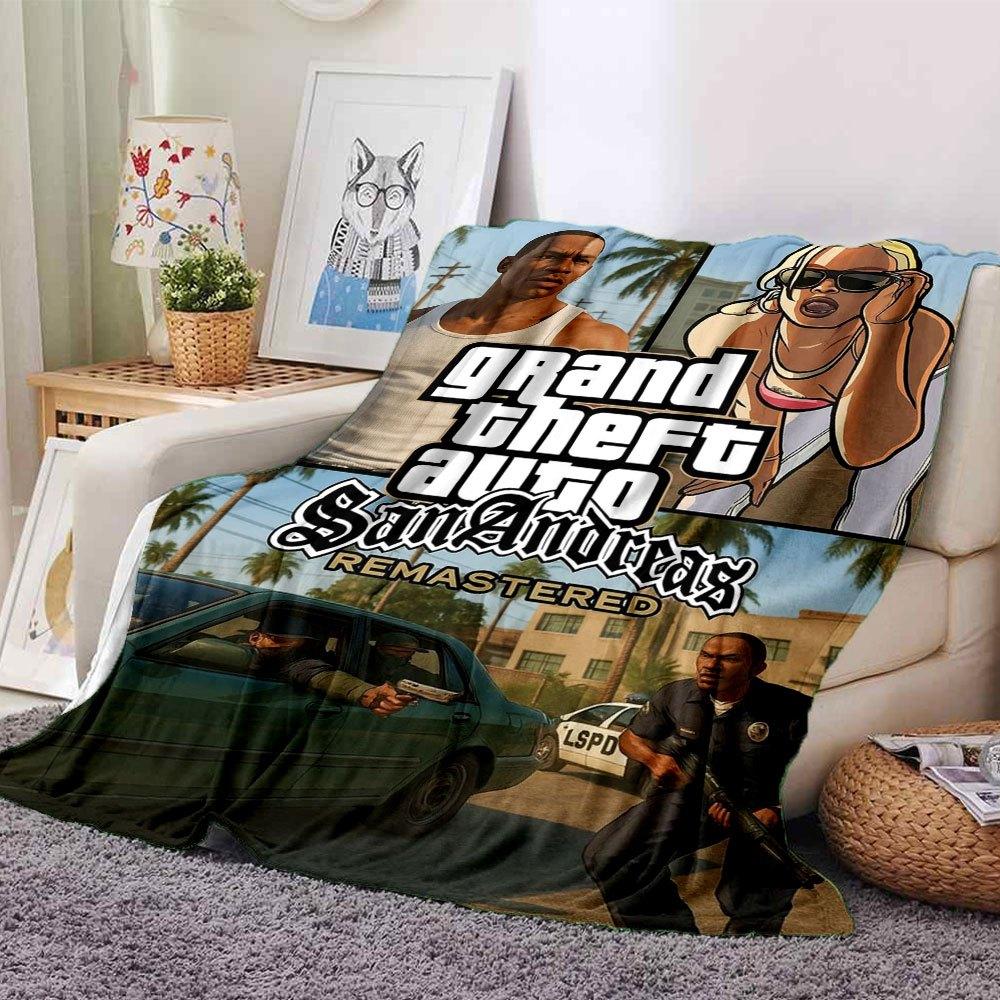 1 шт. Мягкое фланелевое одеяло Grand Theft Auto с дизайнерским принтом. Уютное одеяло для всех сезонов, идеально подходит для дивана, кровати, офиса