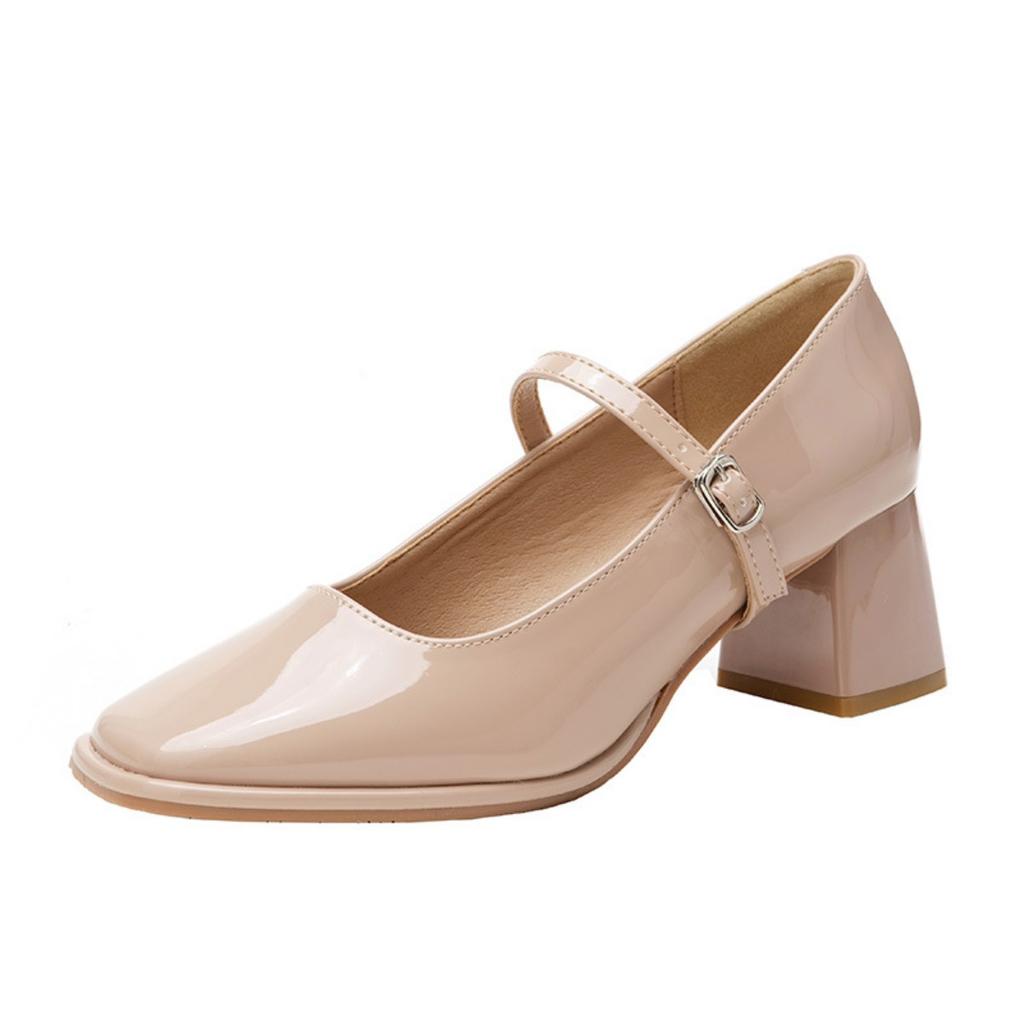 Лакированная кожа, толстые, на высоком каблуке, новые женские туфли Hundred with A Word with High-heeled Women's Single Shoes, женские туфли на высоком каблуке, элегантные