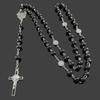 Long Religious Jewelry Set Imitation Pearl Christian Bracelet Cross Pendant Necklace  Daily Wear