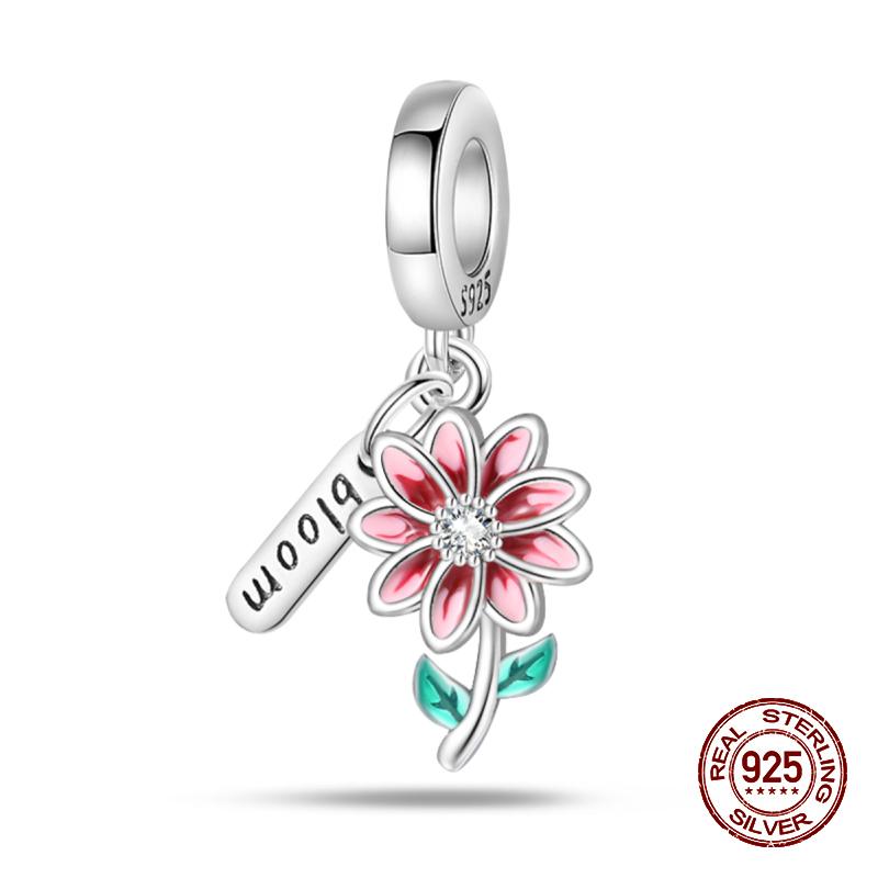 925 Sterling Silver Butterfly Tulip Iris Flower Charms Beads Fit 925 Original Bracelets Fine DIY Valentine Jewelry Gifts