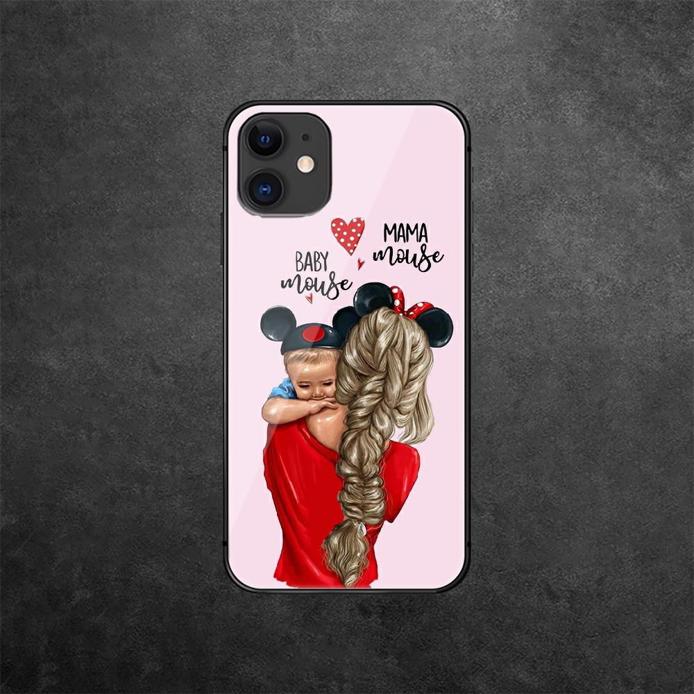 Чехол для телефона из закаленного стекла для мамы и ребенка, мамы для iPhone Samsung Galaxy OnePlus Oppo Xiaomi Redmi Note SA 7 8 9 10 11 12 13 14 20 21 22 53 Pro Max Ultra