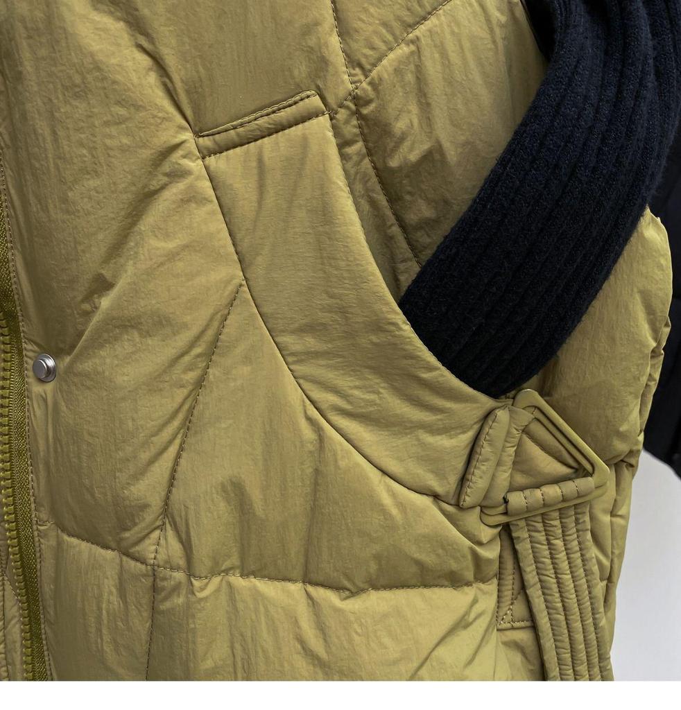 Женская куртка миди без рукавов большого размера - Толстый теплый пуховый хлопковый жилет для осени/зимы