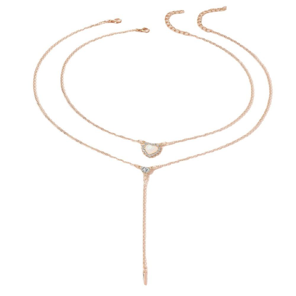 Simple Personalized Love Necklace Multilayer Pendant Clavicle Chain New Double Design Necklace