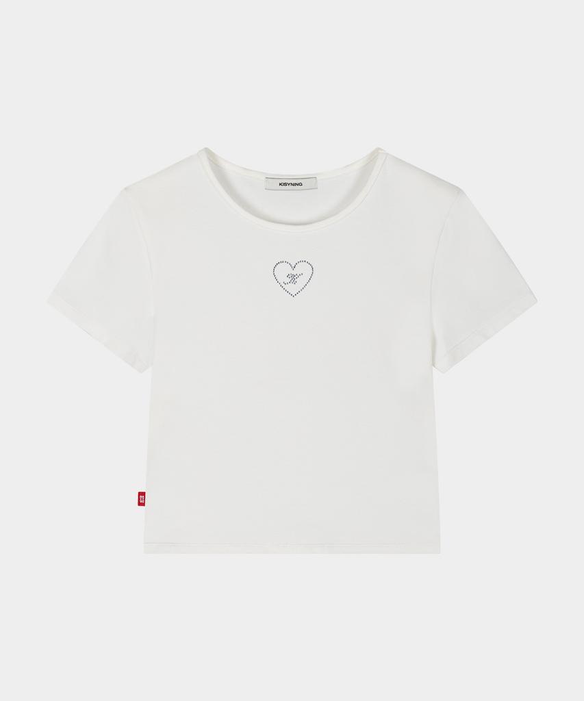 KISYNING Twinkle Heart Cubic Sleeve Top (Ivory)