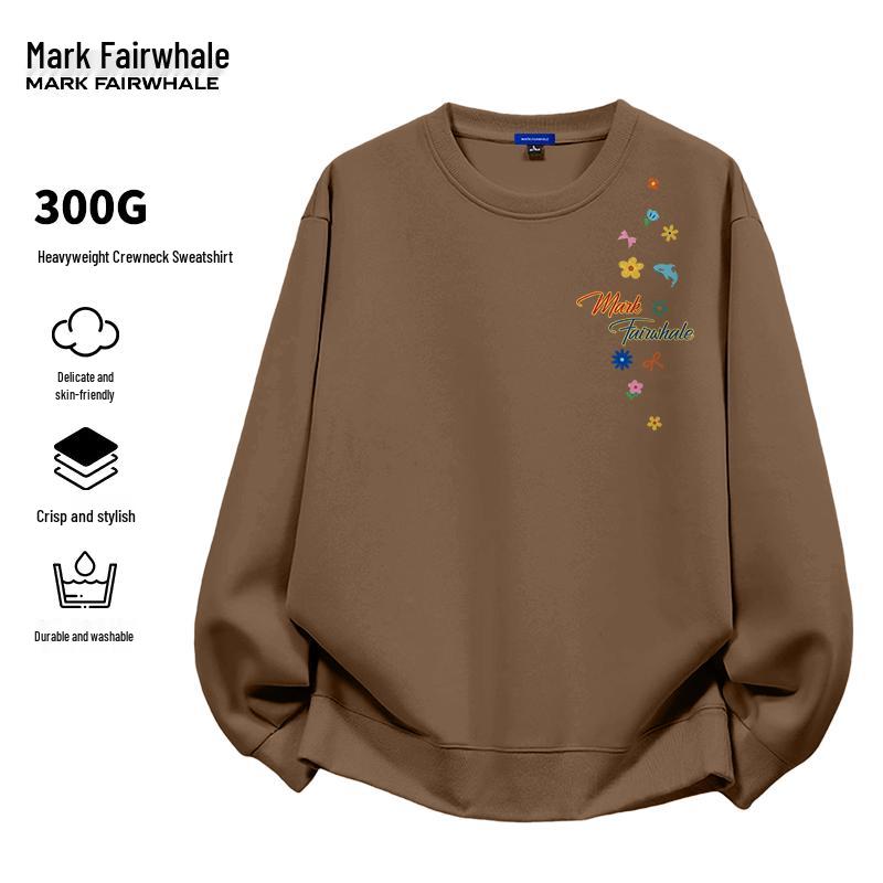 Mark Fairwhale Мужская ретро-толстовка с круглым вырезом и принтом букв, тяжелый вес