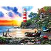 New 5D DIY Diamond Painting Sea View Diamond Embroidery Lighthouse Cross Stitch Full Round Drill Home Decor Manual Gift