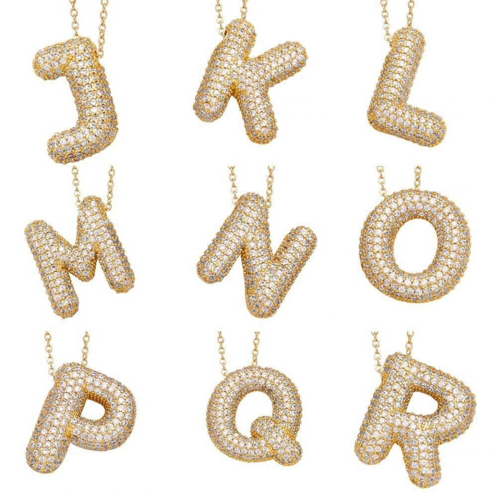 Gold Color 26 Letters Necklace Alphabet Women Sweater Chain A-Z Letter Clavicle Chain Ladies