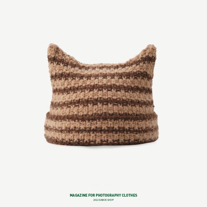 Милая шапочка-дьяволенок ручной вязки из шерсти, детская милая остроконечная шапка-пуловер от холода