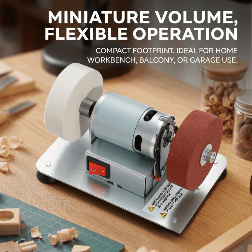 Speed Adjustable Mini Bench Grinder Space-Saving Dual Wheel Grinder Electric Grinder for Home